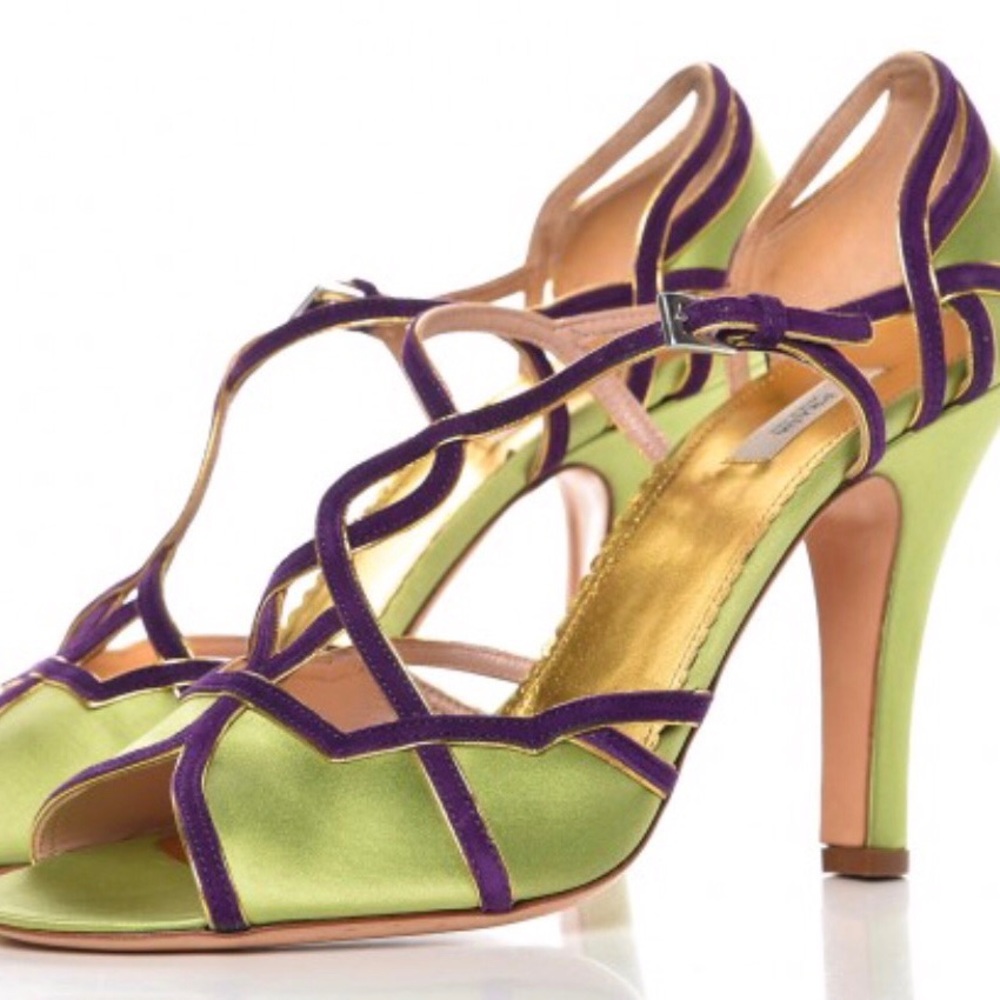 Prada Lime Green and Purple leap toe Pumps